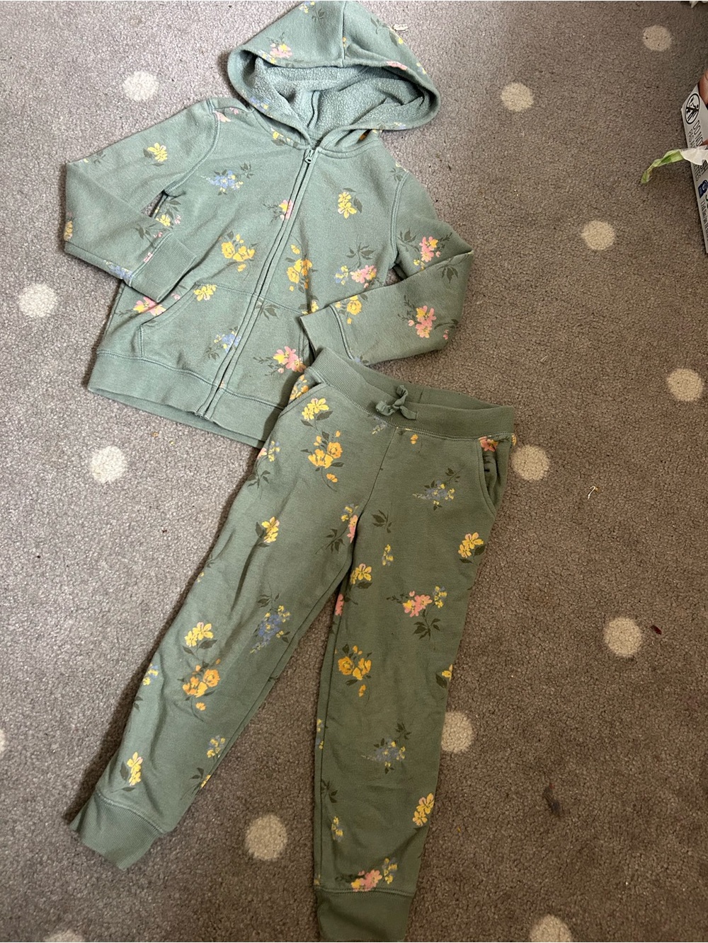 OshKosh B'gosh Green Floral Hoodie & Jogger Pajama Set